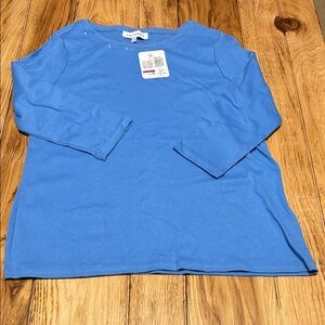 Stylish Marina Blue Long Sleeve Tee with bling for women by Emily Daniel’s NWT